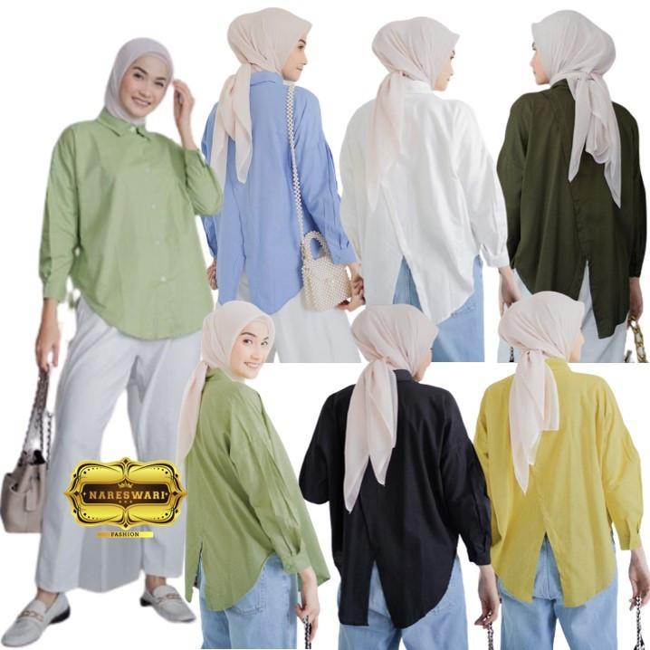 Kemeja Wanita Oversize / Nelka Linen Shirt / FASHION NARESWARI